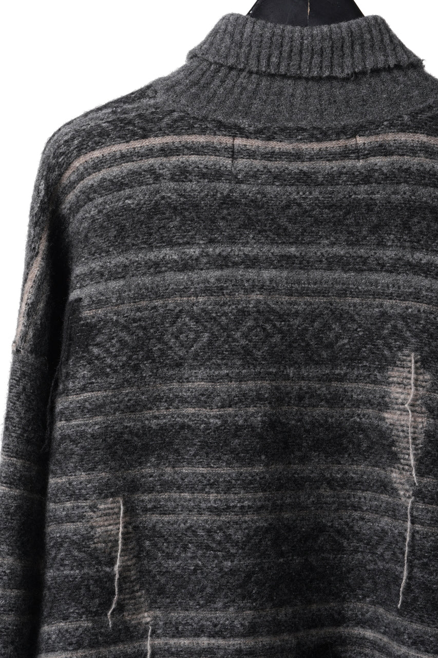 画像をギャラリービューアに読み込む, ISABEL BENENATO High-Neck Jacquard Sweater in Yak  (GRAPHITE)