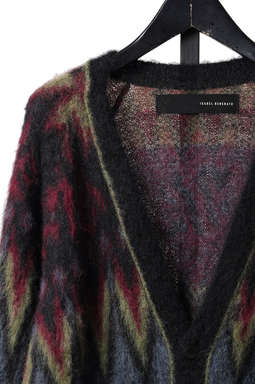 画像をギャラリービューアに読み込む, ISABEL BENENATO Geometric Gauzed Mohair Cardigan (PETROLEUM)