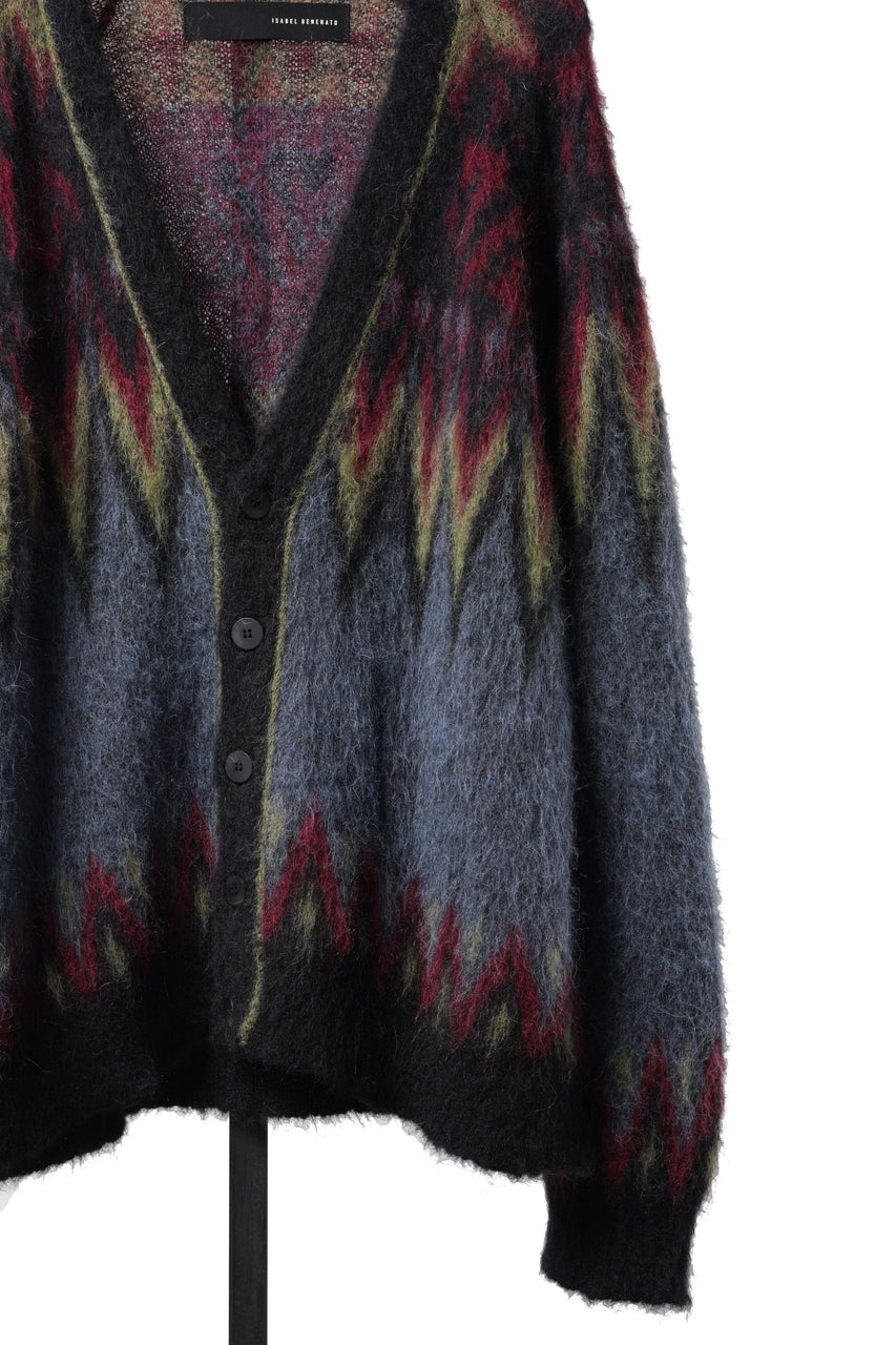 画像をギャラリービューアに読み込む, ISABEL BENENATO Geometric Gauzed Mohair Cardigan (PETROLEUM)