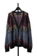 ISABEL BENENATO Geometric Gauzed Mohair Cardigan (PETROLEUM)