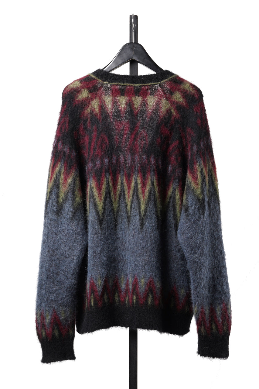 画像をギャラリービューアに読み込む, ISABEL BENENATO Geometric Gauzed Mohair Cardigan (PETROLEUM)
