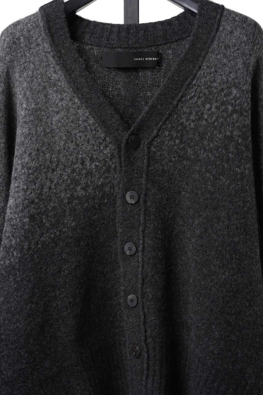 画像をギャラリービューアに読み込む, ISABEL BENENATO Yak Cardigan with Shaded Jacquard in Two Colours (GRAPHITE)