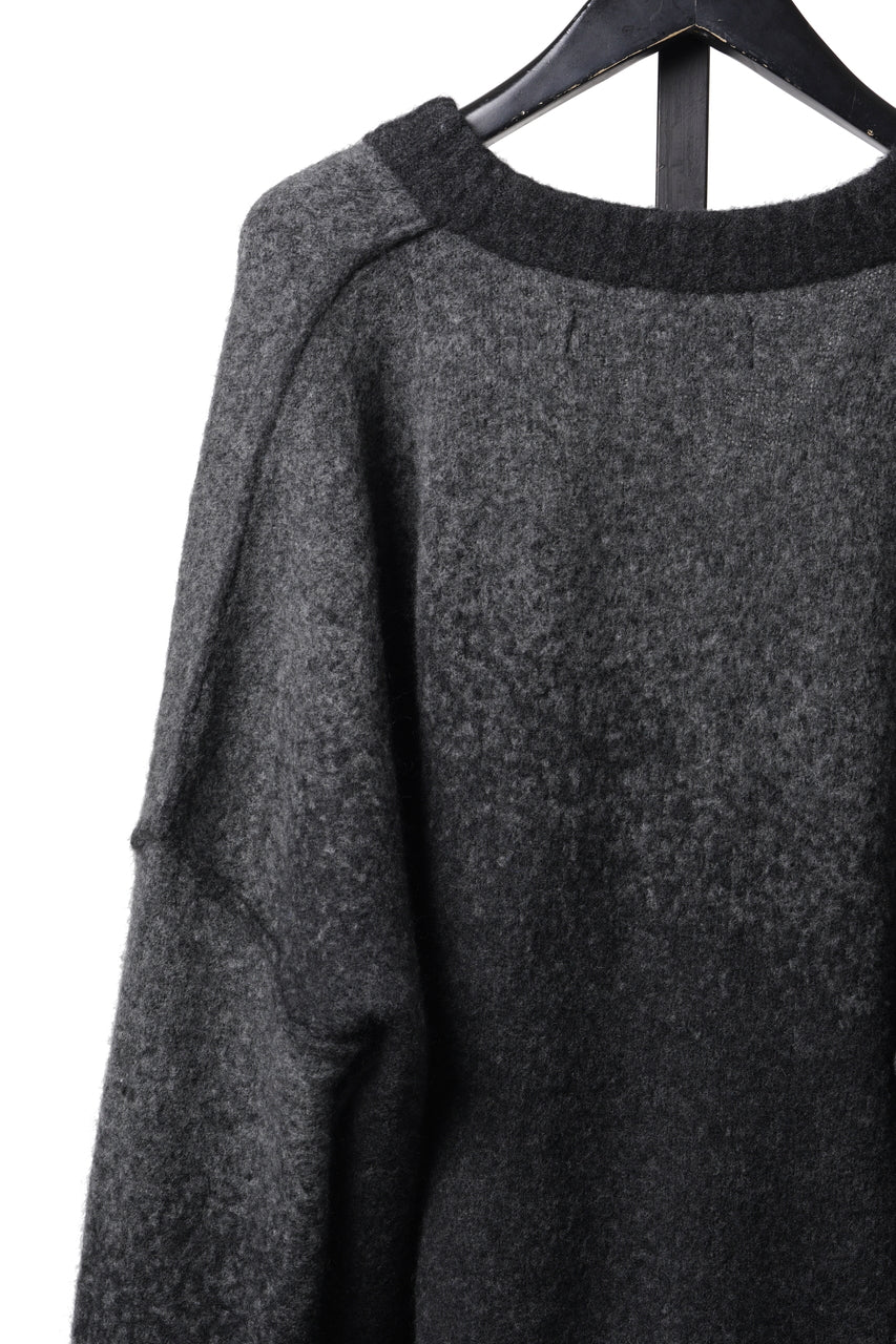 画像をギャラリービューアに読み込む, ISABEL BENENATO Yak Cardigan with Shaded Jacquard in Two Colours (GRAPHITE)