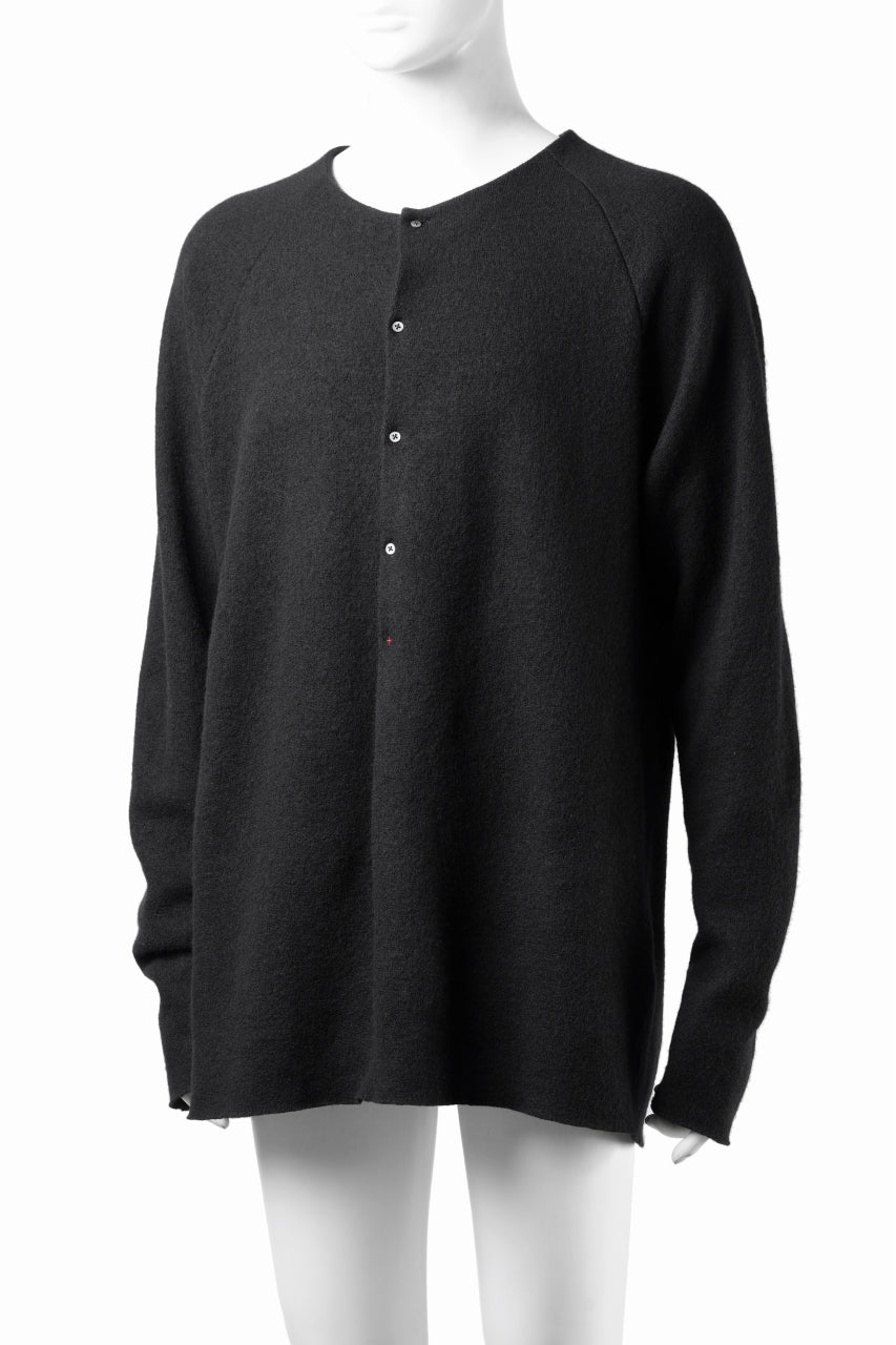 画像をギャラリービューアに読み込む, m.a+ henley raglan long sleeve medium fit knit tops / NT261D / NWA (BLACK)