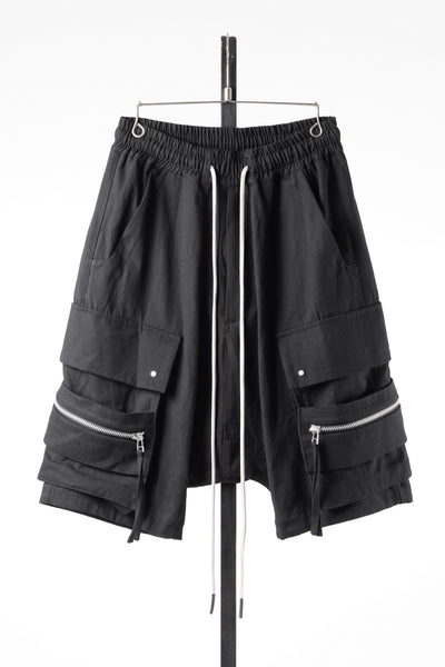 A.F ARTEFACT CARGO SHORTS / TWILL - COTTON & HEMP (BLACK)