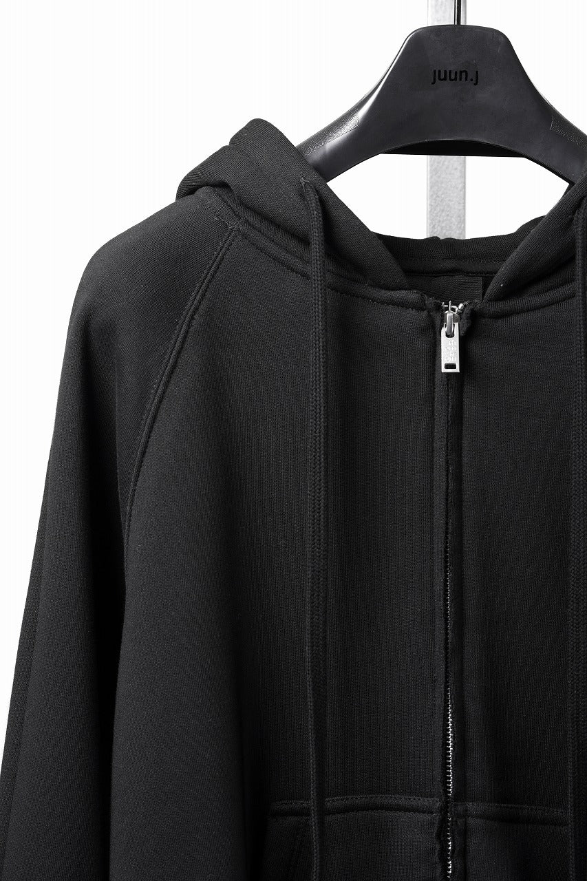画像をギャラリービューアに読み込む, thom/krom RAGLAN SLEEVE ZIP UP HOODIE / SOFT COTTON SWEAT (BLACK)