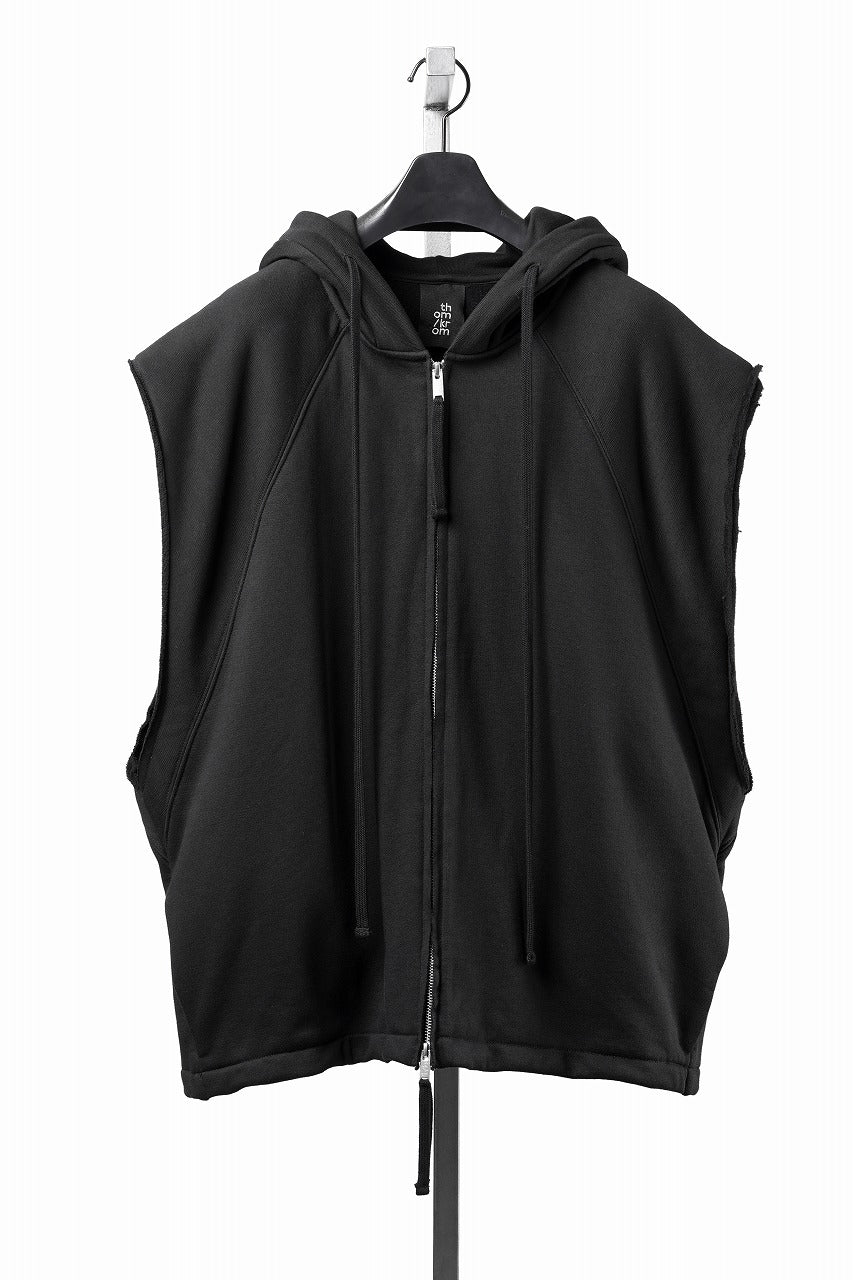 画像をギャラリービューアに読み込む, thom/krom OVERSIZED SLEEVELESS ZIP UP HOODIE / SOFT COTTON SWEAT (BLACK)