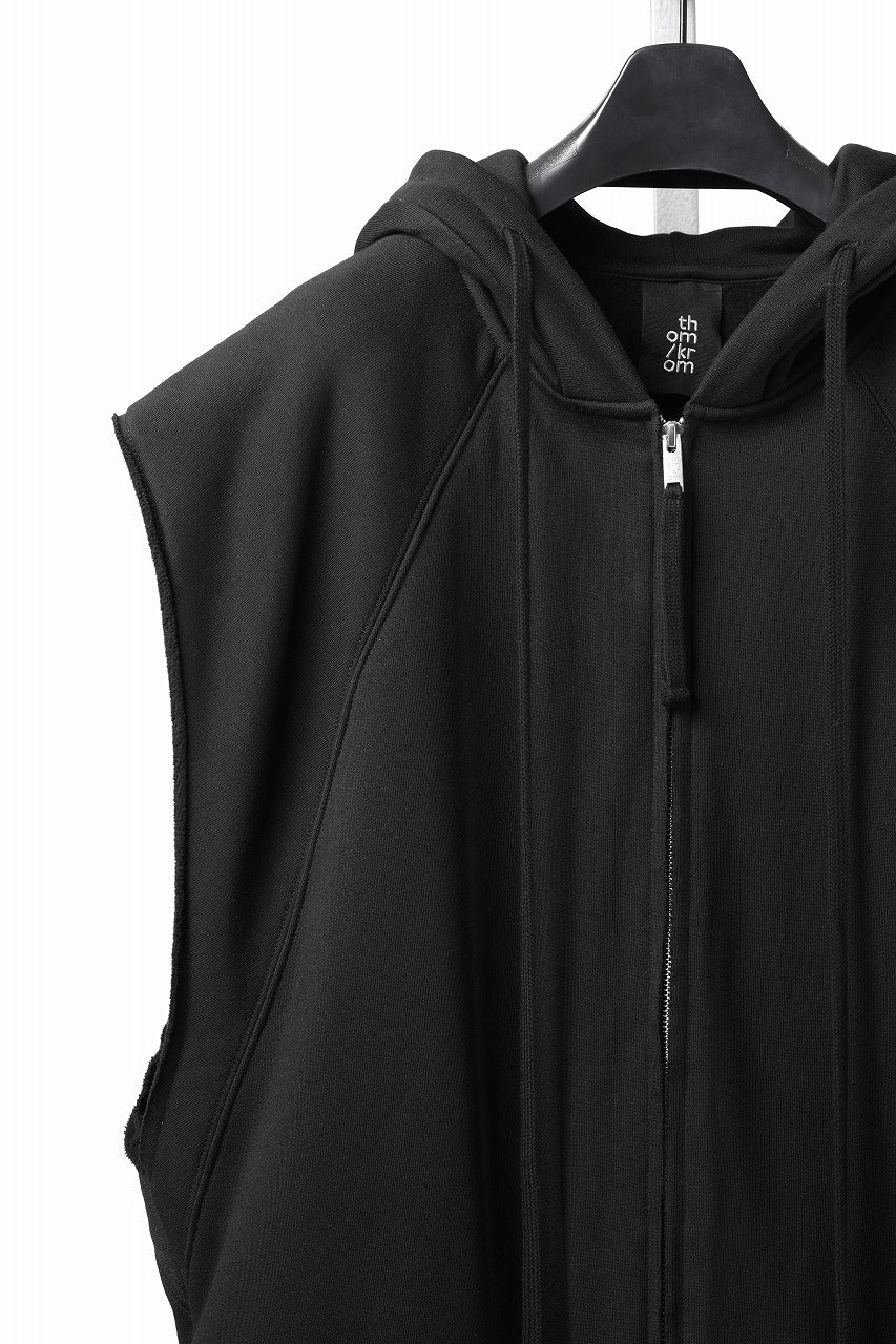 画像をギャラリービューアに読み込む, thom/krom OVERSIZED SLEEVELESS ZIP UP HOODIE / SOFT COTTON SWEAT (BLACK)