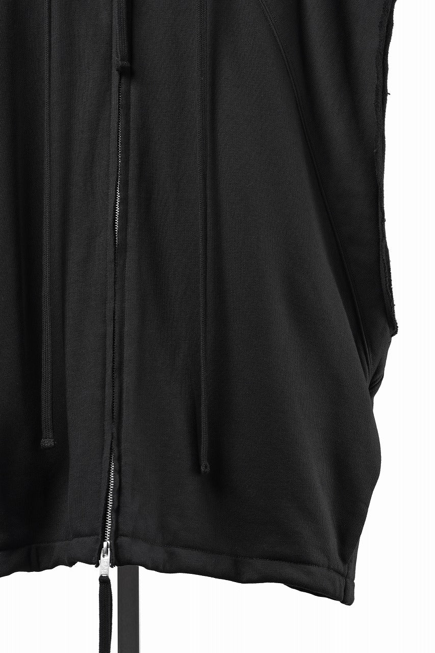 画像をギャラリービューアに読み込む, thom/krom OVERSIZED SLEEVELESS ZIP UP HOODIE / SOFT COTTON SWEAT (BLACK)