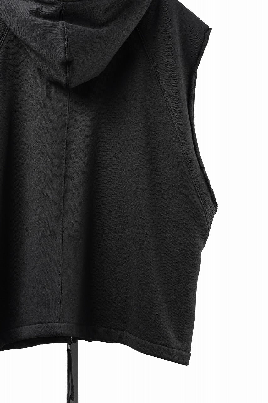 画像をギャラリービューアに読み込む, thom/krom OVERSIZED SLEEVELESS ZIP UP HOODIE / SOFT COTTON SWEAT (BLACK)