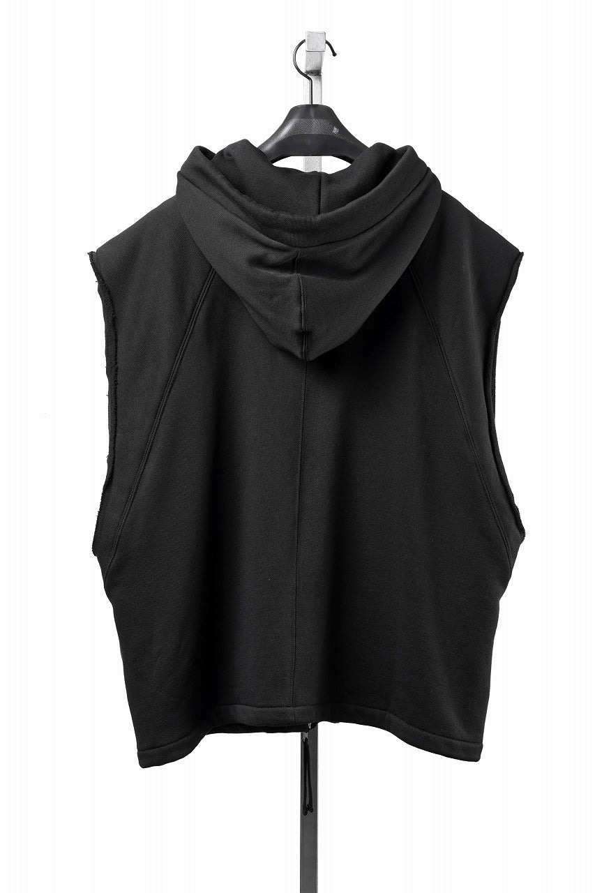画像をギャラリービューアに読み込む, thom/krom OVERSIZED SLEEVELESS ZIP UP HOODIE / SOFT COTTON SWEAT (BLACK)