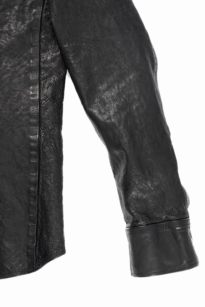ISAMU KATAYAMA BACKLASH JAPAN CALF NATURAL DYED “GARMENT-WASH” SHIRT (BLACK)