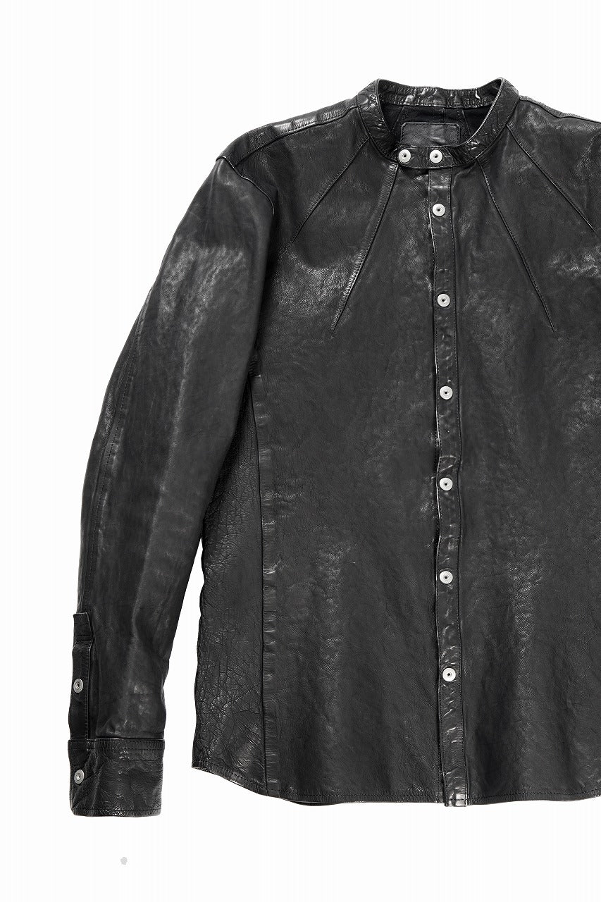 ISAMU KATAYAMA BACKLASH JAPAN CALF NATURAL DYED “GARMENT-WASH” SHIRT (BLACK)