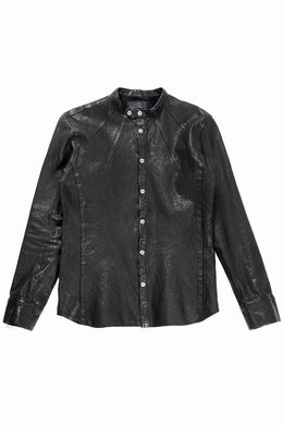 ISAMU KATAYAMA BACKLASH JAPAN CALF NATURAL DYED “GARMENT-WASH” SHIRT (BLACK)