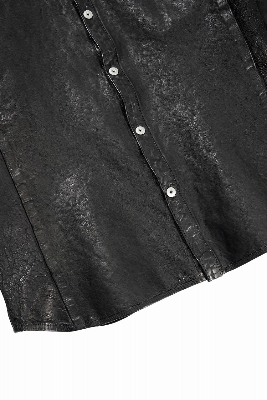 画像をギャラリービューアに読み込む, ISAMU KATAYAMA BACKLASH JAPAN CALF NATURAL DYED “GARMENT-WASH” SHIRT (BLACK)
