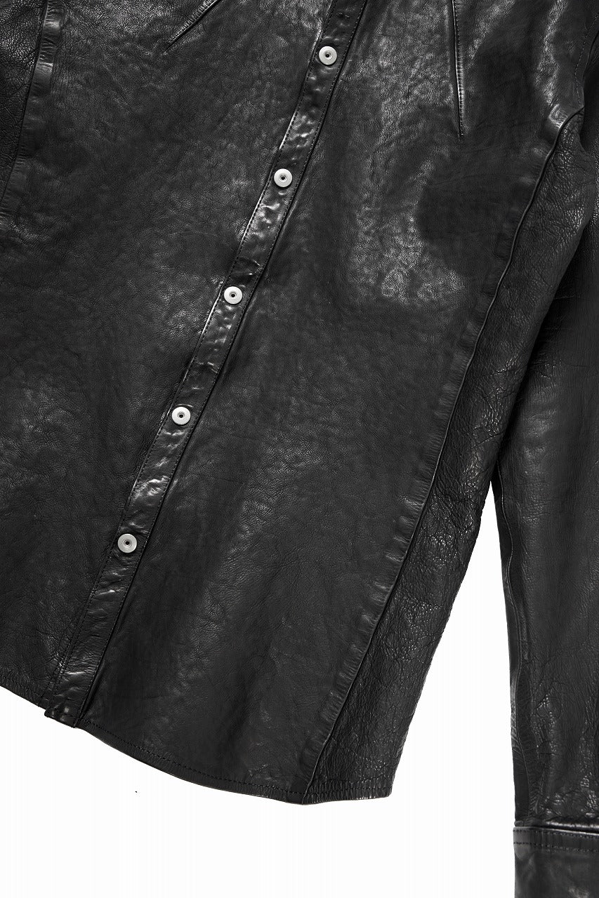 画像をギャラリービューアに読み込む, ISAMU KATAYAMA BACKLASH JAPAN CALF NATURAL DYED “GARMENT-WASH” SHIRT (BLACK)