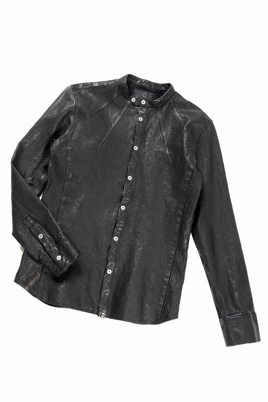 ISAMU KATAYAMA BACKLASH JAPAN CALF NATURAL DYED “GARMENT-WASH” SHIRT (BLACK)