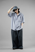 Load image into Gallery viewer, Juun.J Blended Cotton Open Collar Short Sleeve Shirt (BLUE)