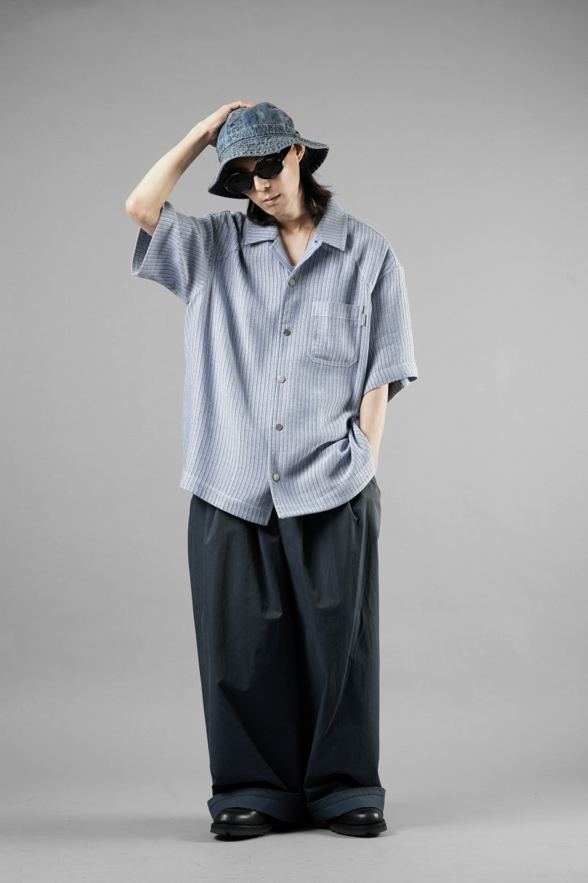 Load image into Gallery viewer, Juun.J Blended Cotton Open Collar Short Sleeve Shirt (BLUE)