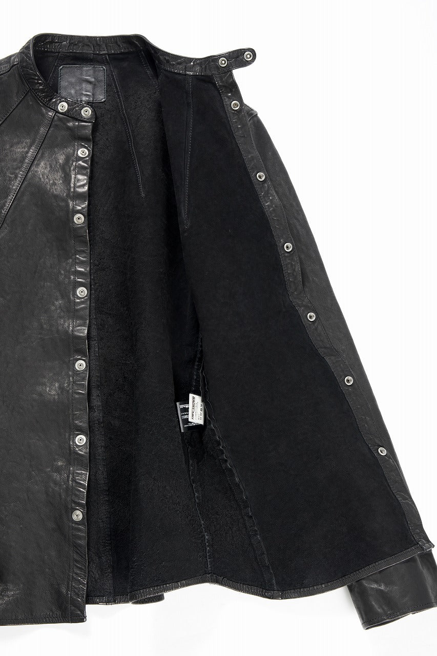 画像をギャラリービューアに読み込む, ISAMU KATAYAMA BACKLASH JAPAN CALF NATURAL DYED “GARMENT-WASH” SHIRT (BLACK)