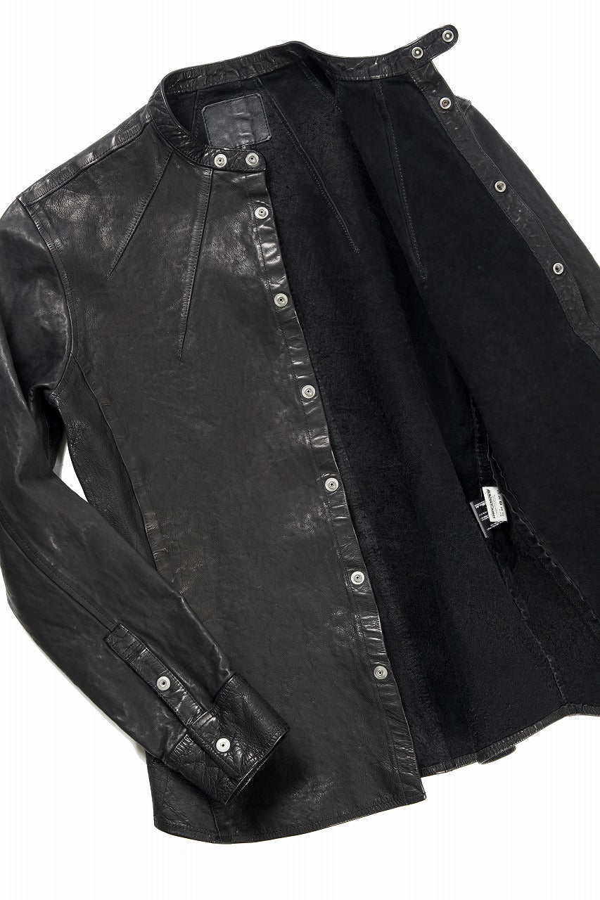 画像をギャラリービューアに読み込む, ISAMU KATAYAMA BACKLASH JAPAN CALF NATURAL DYED “GARMENT-WASH” SHIRT (BLACK)