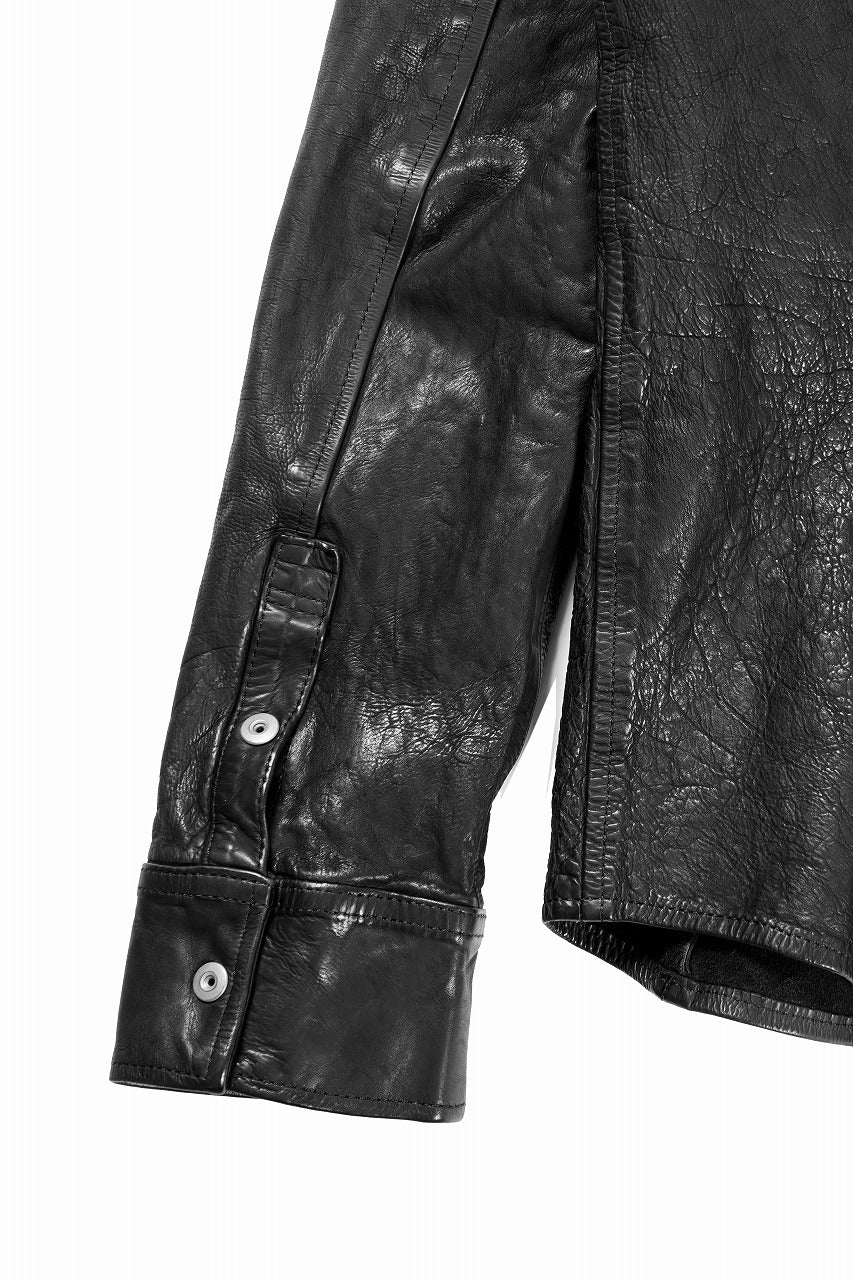 ISAMU KATAYAMA BACKLASH JAPAN CALF NATURAL DYED “GARMENT-WASH” SHIRT (BLACK)