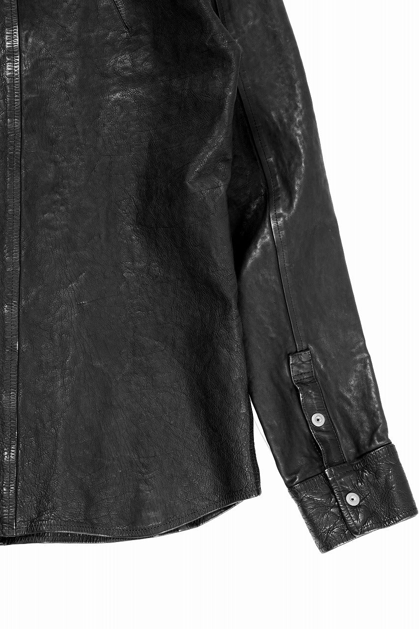 画像をギャラリービューアに読み込む, ISAMU KATAYAMA BACKLASH JAPAN CALF NATURAL DYED “GARMENT-WASH” SHIRT (BLACK)