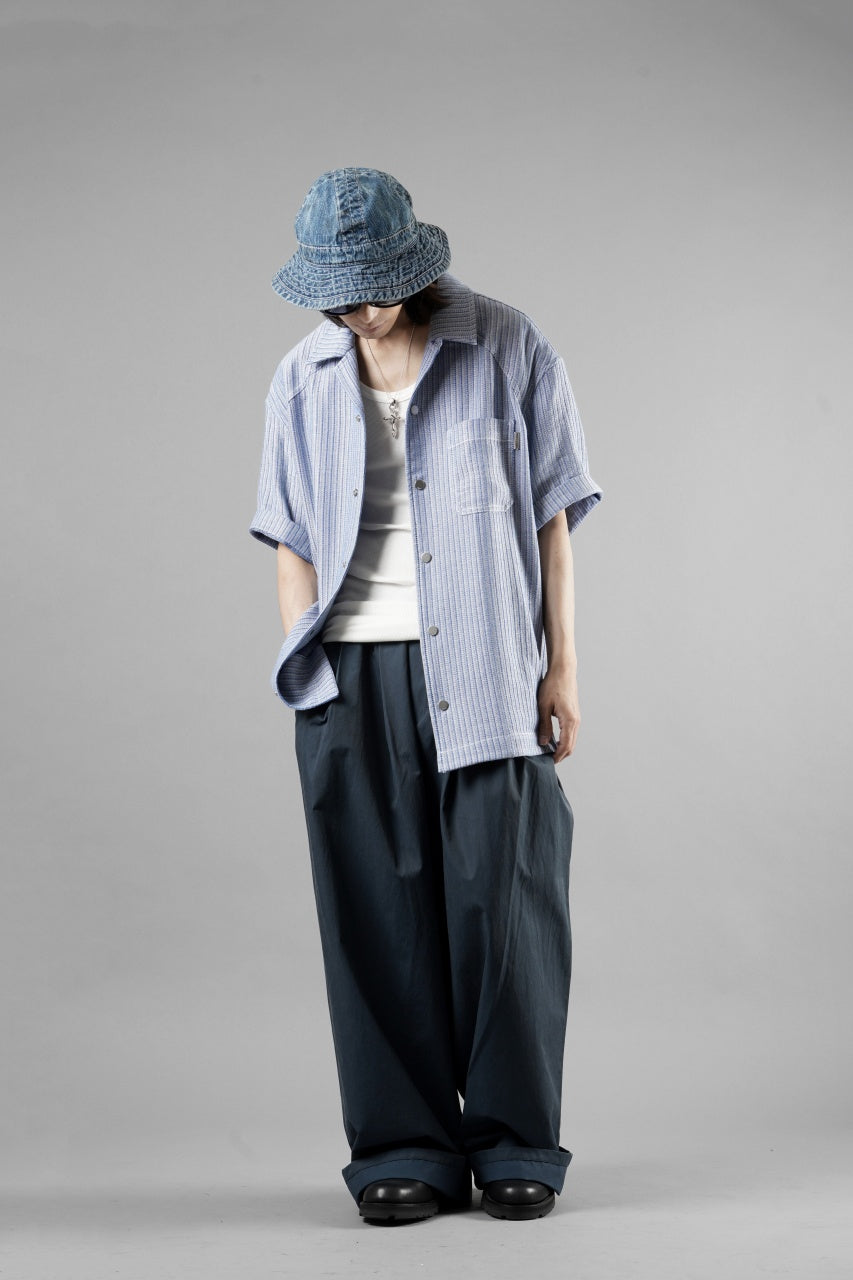 Load image into Gallery viewer, Juun.J Blended Cotton Open Collar Short Sleeve Shirt (BLUE)