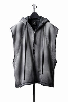 Load image into Gallery viewer, thom/krom OVERSIZED SLEEVELESS ZIP UP HOODIE / SOFT COTTON SWEAT (GREY STONE WASH SPRAY)