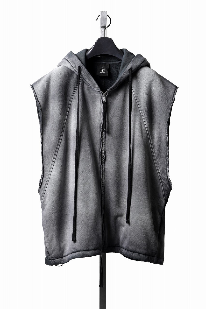 Load image into Gallery viewer, thom/krom OVERSIZED SLEEVELESS ZIP UP HOODIE / SOFT COTTON SWEAT (GREY STONE WASH SPRAY)