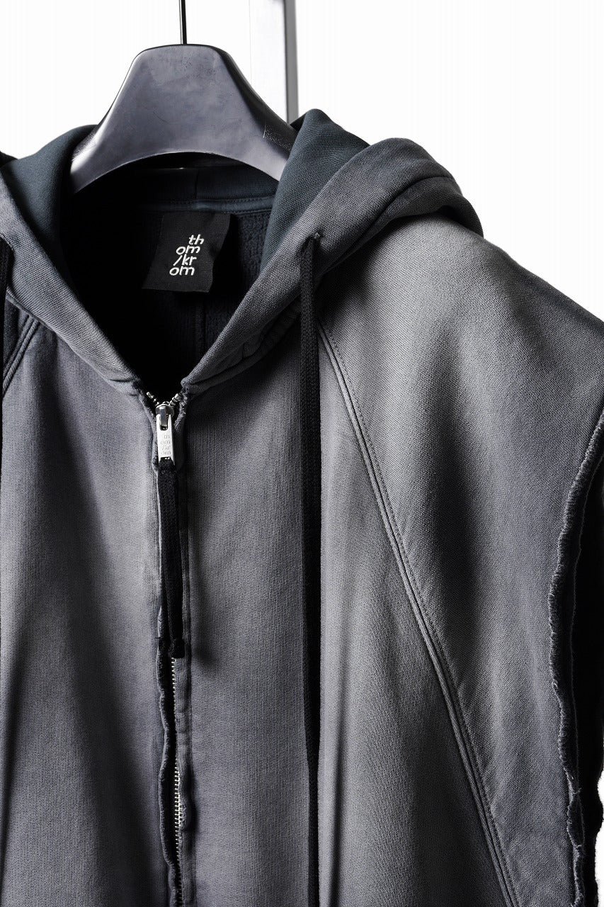 Load image into Gallery viewer, thom/krom OVERSIZED SLEEVELESS ZIP UP HOODIE / SOFT COTTON SWEAT (GREY STONE WASH SPRAY)
