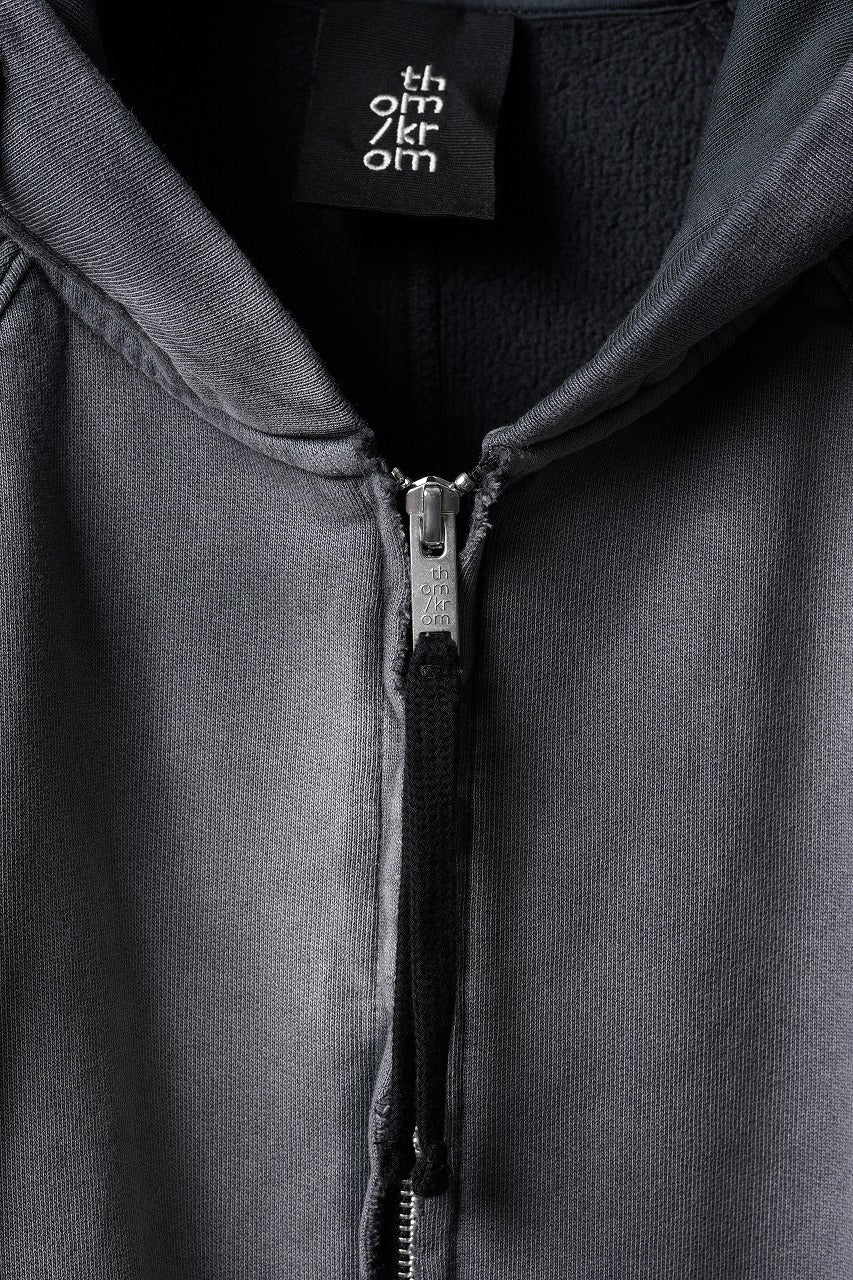 Load image into Gallery viewer, thom/krom OVERSIZED SLEEVELESS ZIP UP HOODIE / SOFT COTTON SWEAT (GREY STONE WASH SPRAY)