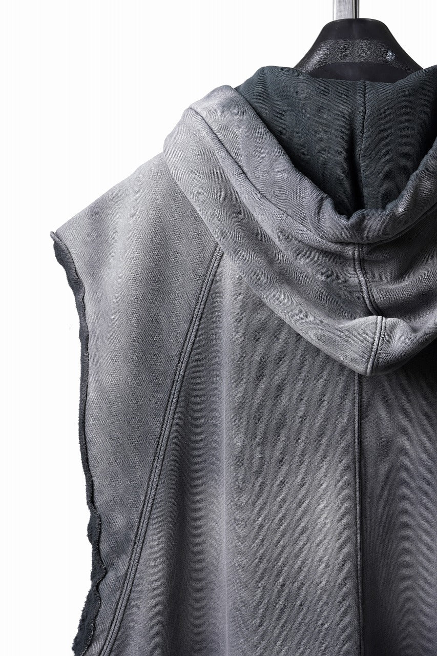 Load image into Gallery viewer, thom/krom OVERSIZED SLEEVELESS ZIP UP HOODIE / SOFT COTTON SWEAT (GREY STONE WASH SPRAY)