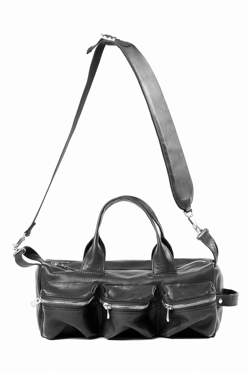 画像をギャラリービューアに読み込む, Portaille GP22 MILITARY BOSTON BAG / ROMA SOFT TANNED HORSE LEATHER (DEEP BLACK)