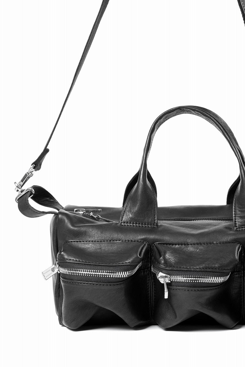 画像をギャラリービューアに読み込む, Portaille GP22 MILITARY BOSTON BAG / ROMA SOFT TANNED HORSE LEATHER (DEEP BLACK)