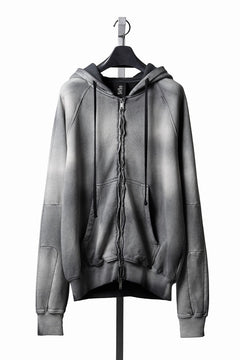 Load image into Gallery viewer, thom/krom RAGLAN SLEEVE ZIP UP HOODIE / SOFT COTTON SWEAT (GREY STONE WASH SPRAY)