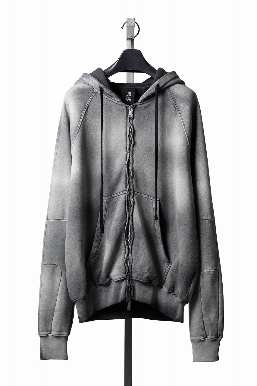 Load image into Gallery viewer, thom/krom RAGLAN SLEEVE ZIP UP HOODIE / SOFT COTTON SWEAT (GREY STONE WASH SPRAY)
