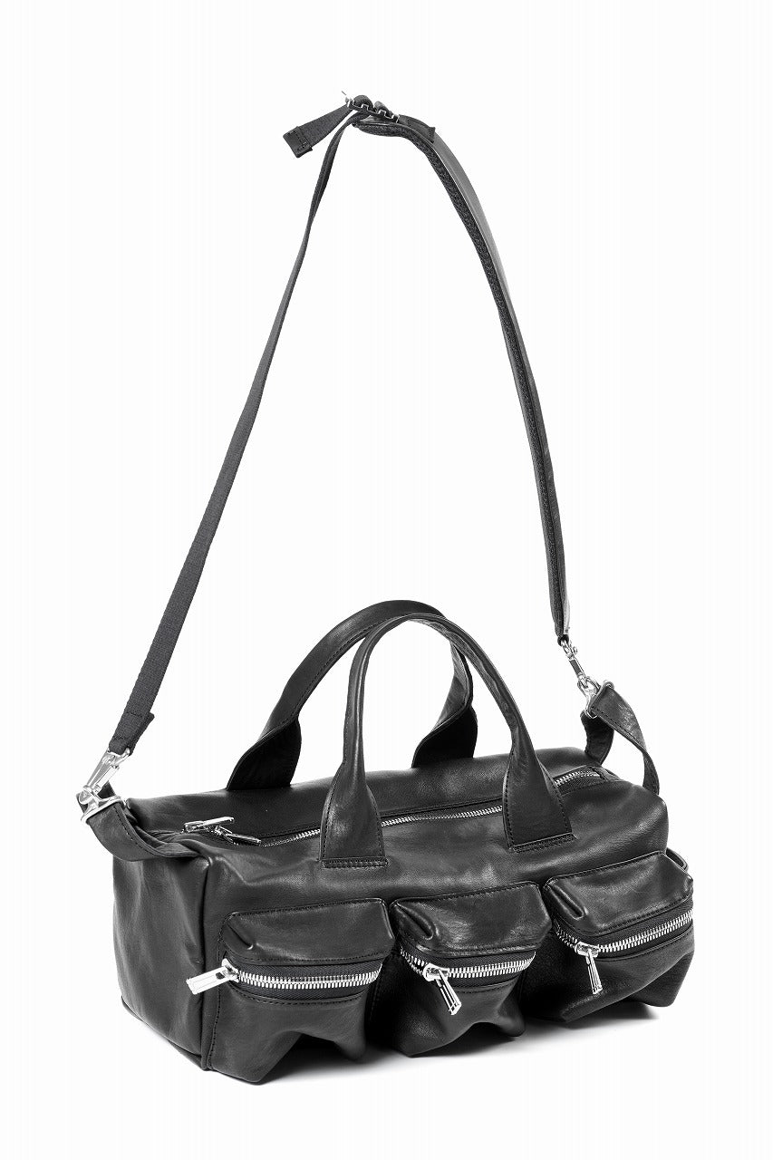 画像をギャラリービューアに読み込む, Portaille GP22 MILITARY BOSTON BAG / ROMA SOFT TANNED HORSE LEATHER (DEEP BLACK)