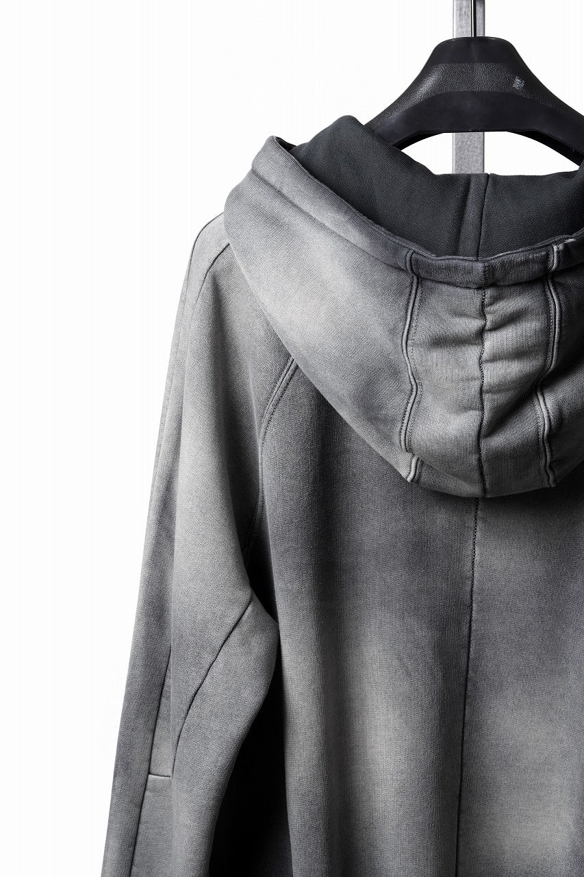 Load image into Gallery viewer, thom/krom RAGLAN SLEEVE ZIP UP HOODIE / SOFT COTTON SWEAT (GREY STONE WASH SPRAY)