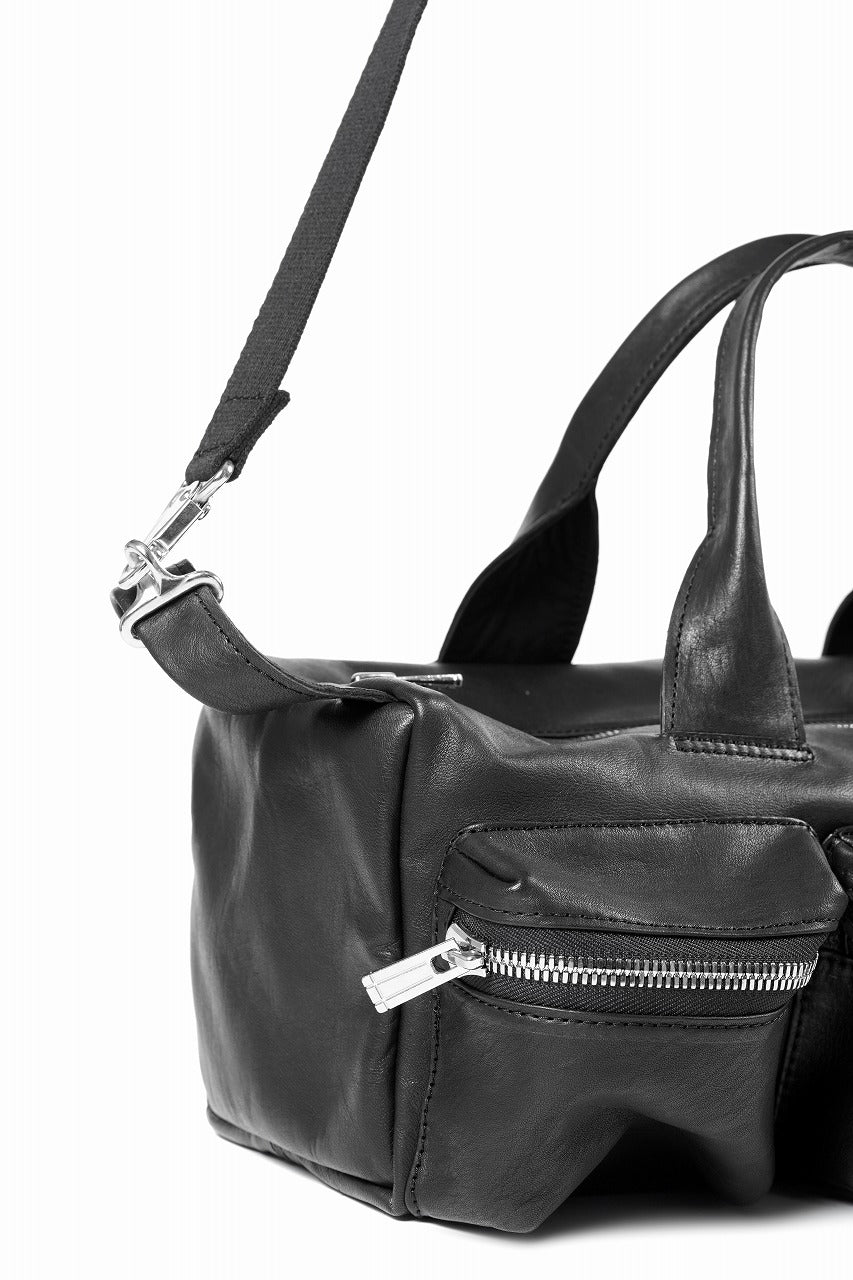画像をギャラリービューアに読み込む, Portaille GP22 MILITARY BOSTON BAG / ROMA SOFT TANNED HORSE LEATHER (DEEP BLACK)