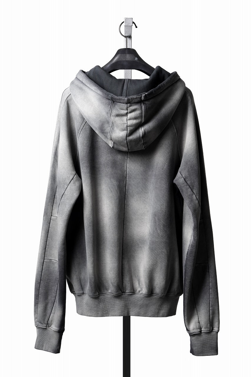 Load image into Gallery viewer, thom/krom RAGLAN SLEEVE ZIP UP HOODIE / SOFT COTTON SWEAT (GREY STONE WASH SPRAY)
