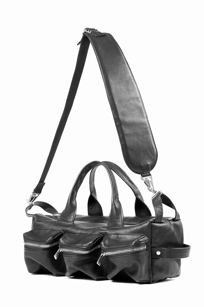 画像をギャラリービューアに読み込む, Portaille GP22 MILITARY BOSTON BAG / ROMA SOFT TANNED HORSE LEATHER (DEEP BLACK)