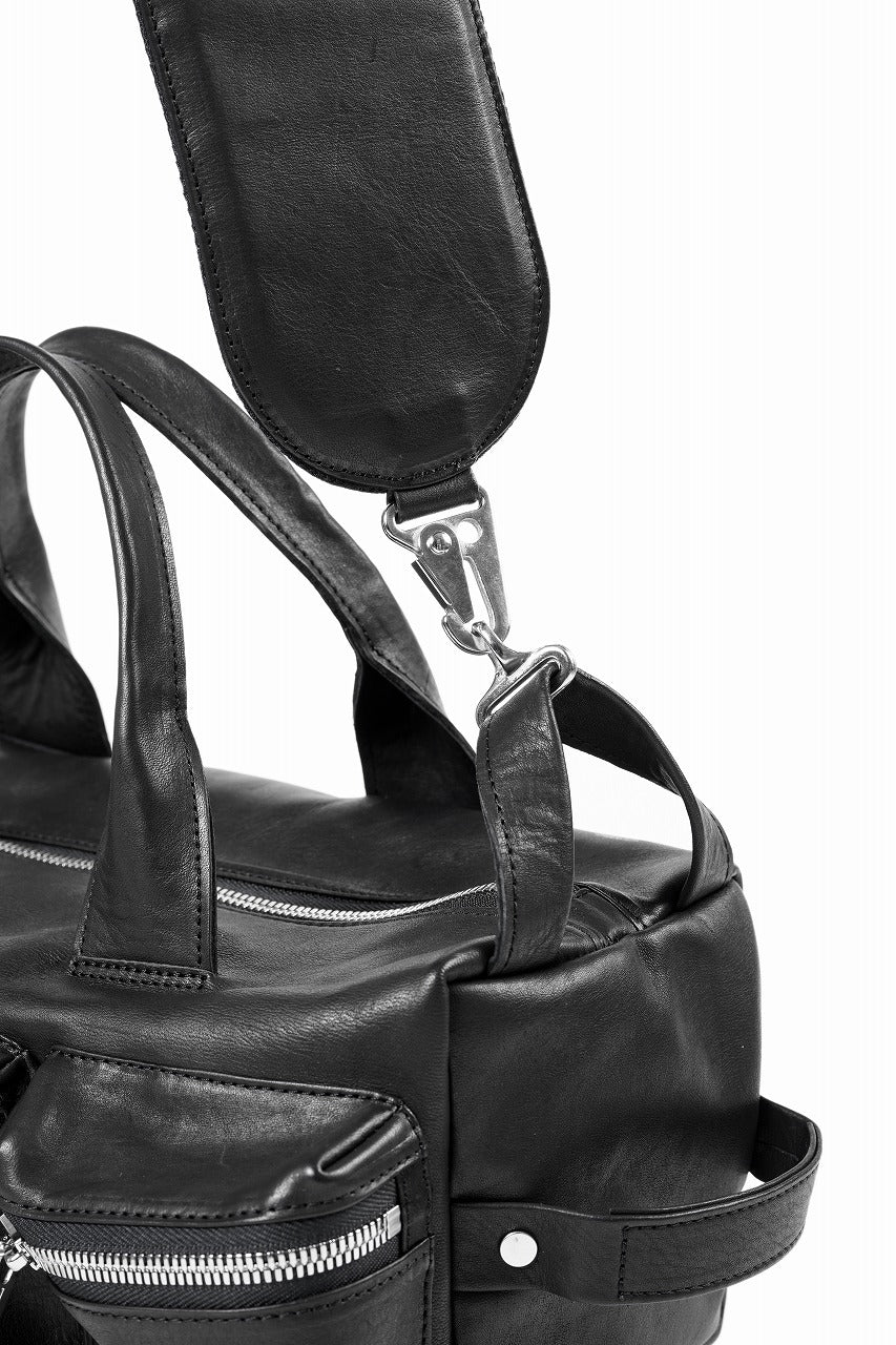 画像をギャラリービューアに読み込む, Portaille GP22 MILITARY BOSTON BAG / ROMA SOFT TANNED HORSE LEATHER (DEEP BLACK)