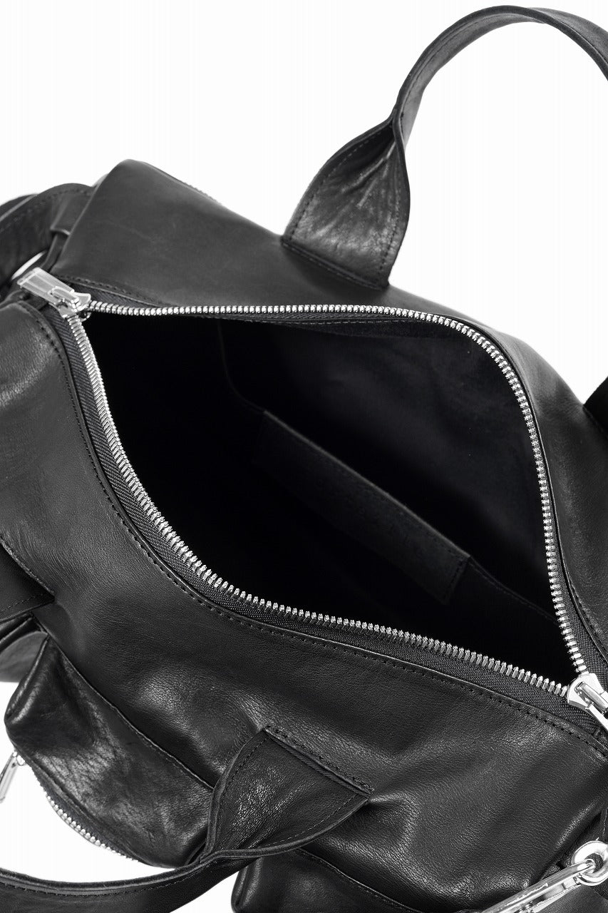 画像をギャラリービューアに読み込む, Portaille GP22 MILITARY BOSTON BAG / ROMA SOFT TANNED HORSE LEATHER (DEEP BLACK)