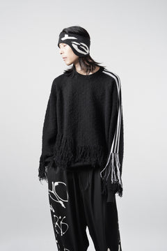画像をギャラリービューアに読み込む, Y-3 Yohji Yamamoto KNITTED 3 STRIPES FRINGY SWEATER (BLACK)