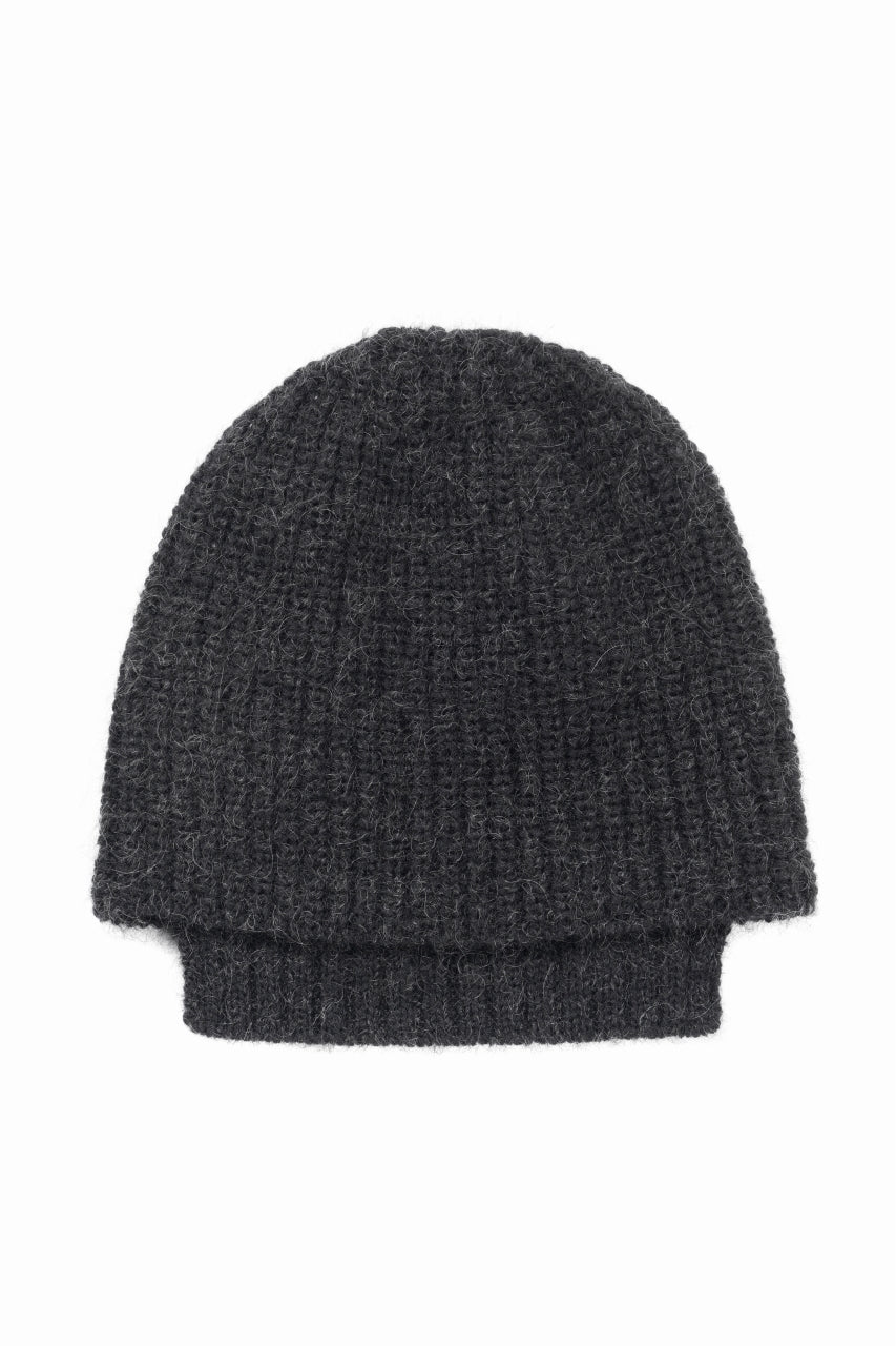 Y's MAHAIR WOOL COMBINATION KNIT BEANIE (BLACK)