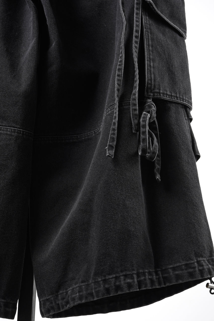 Load image into Gallery viewer, 【SAMPLE】A.F ARTEFACT KNOTTING DETAIL VOLUME PANTS / FADED DENIM (BLACK)