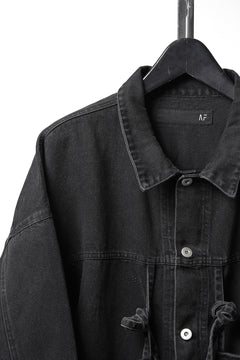 Load image into Gallery viewer, 【SAMPLE】A.F ARTEFACT KNOTTING DETAIL SHORT JACKET / FADED DENIM (BLACK)