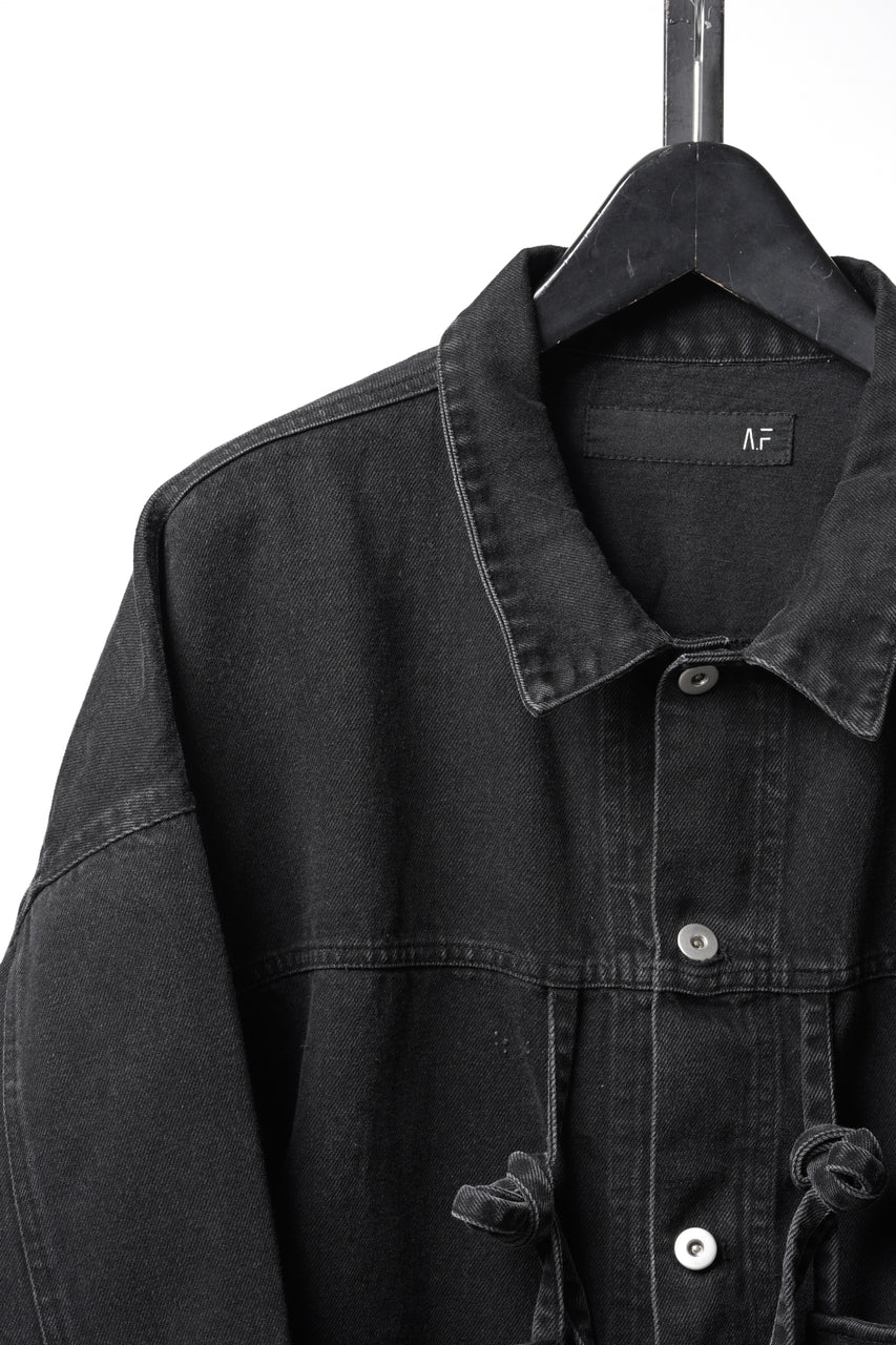 Load image into Gallery viewer, 【SAMPLE】A.F ARTEFACT KNOTTING DETAIL SHORT JACKET / FADED DENIM (BLACK)