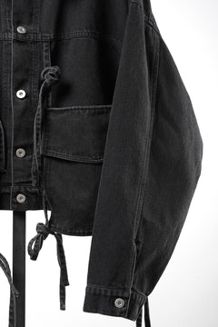 Load image into Gallery viewer, 【SAMPLE】A.F ARTEFACT KNOTTING DETAIL SHORT JACKET / FADED DENIM (BLACK)